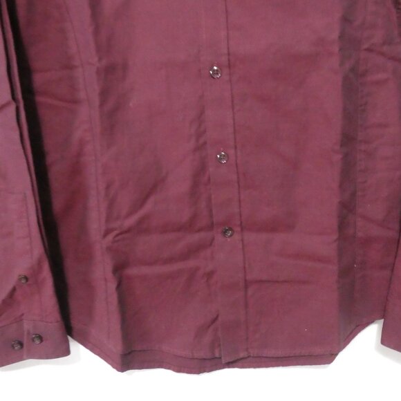 TOPMAN - Stretch - Skinny Fit | small | Classic Burgundy Long Sleeve Shirt - Picture 7 of 14